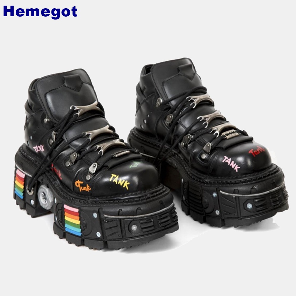 Street Fashion Punk - Platform Round Metal Rivet Short Boots