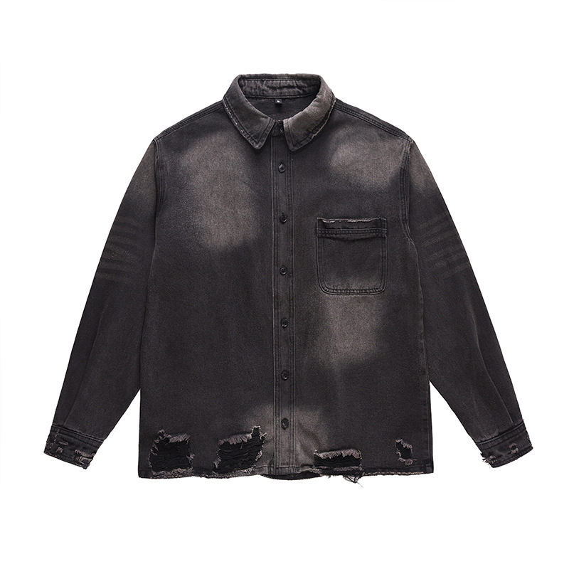 Street Fashion Jeans - Men's High Street Ripped Jeans Jacket