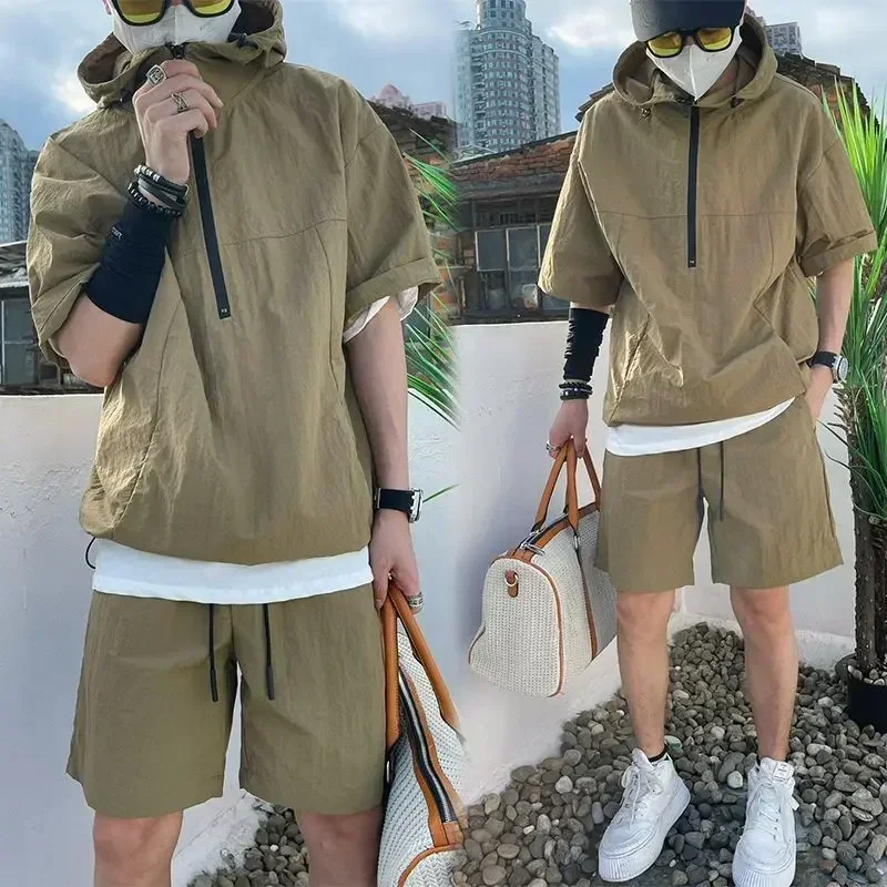 Street Fashion Hoodie - Summer Cargo Style Set Men's Casual