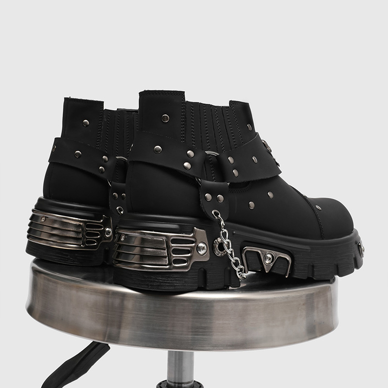 Street Fashion Punk - Rock Punk Metal Patchwork Motorcycle Boots