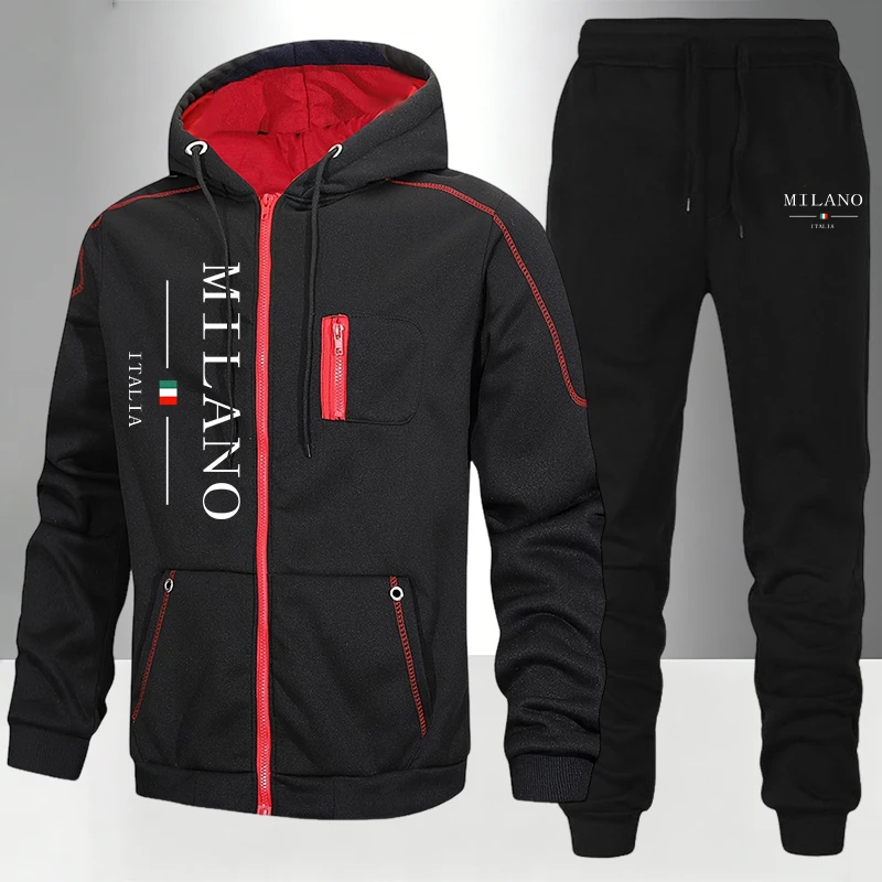 Street Fashion Hoodie - italy Fashion Men's Set/Coat/Pants Autumn Winter
