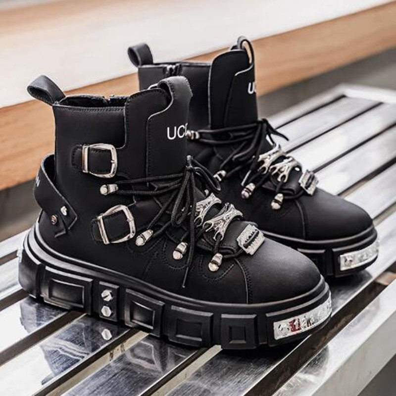 Street Fashion Luxury - Fashion Rivet Black High top Sneakers