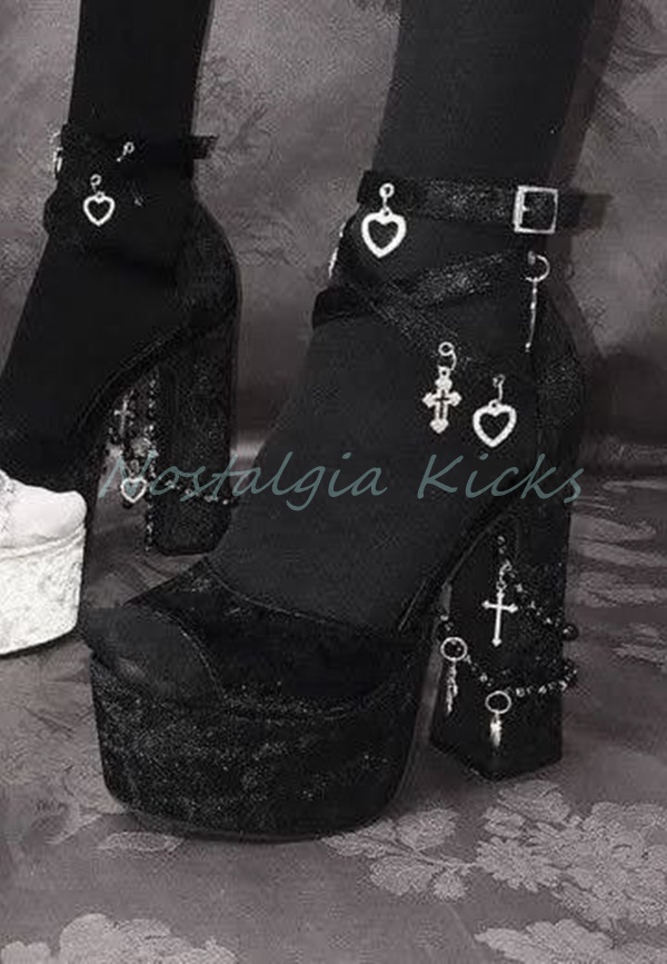 Gothic Black Velvet Platform H - Street Fashion Punk review and price