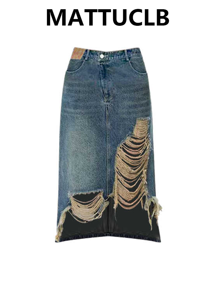 Women 2000s Midi Skirt Ripped  - Street Fashion Kpop review and price