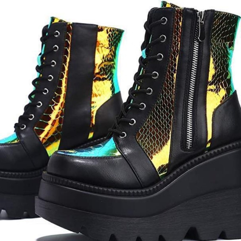 Women's Pink Holographic Platf - Street Fashion Punk review and price