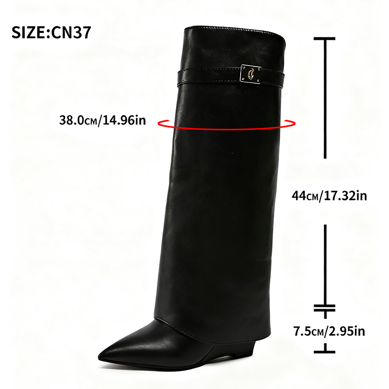 Black Pu Leather Knee High Boo - Street Fashion Punk review and price