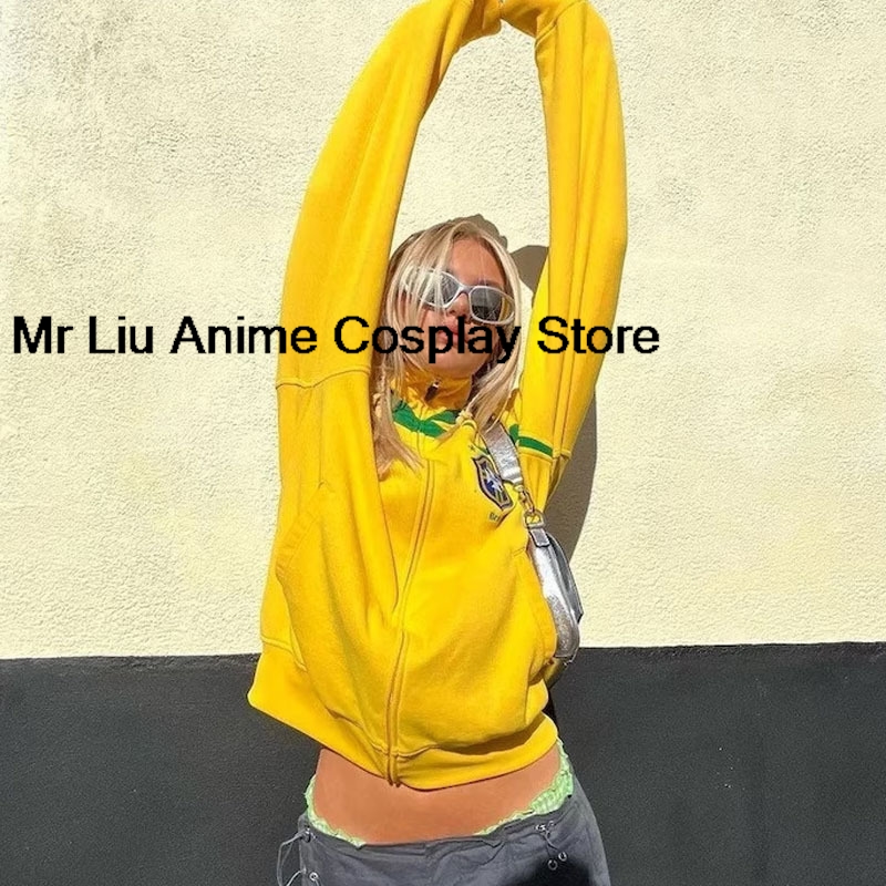 Y2k Brasil Flag Jacket Retro F - Street Fashion Brazil review and price