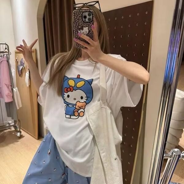 Short Sleeved Hello Kitty Prin - Street Fashion Tshirt review and price