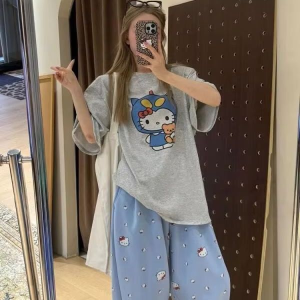 Short Sleeved Hello Kitty Prin - Street Fashion Tshirt review and price