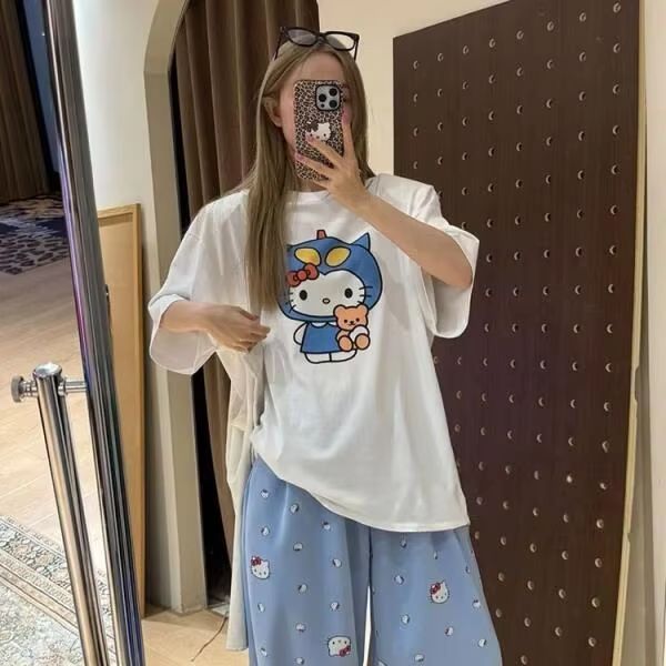 Short Sleeved Hello Kitty Prin - Street Fashion Tshirt review and price