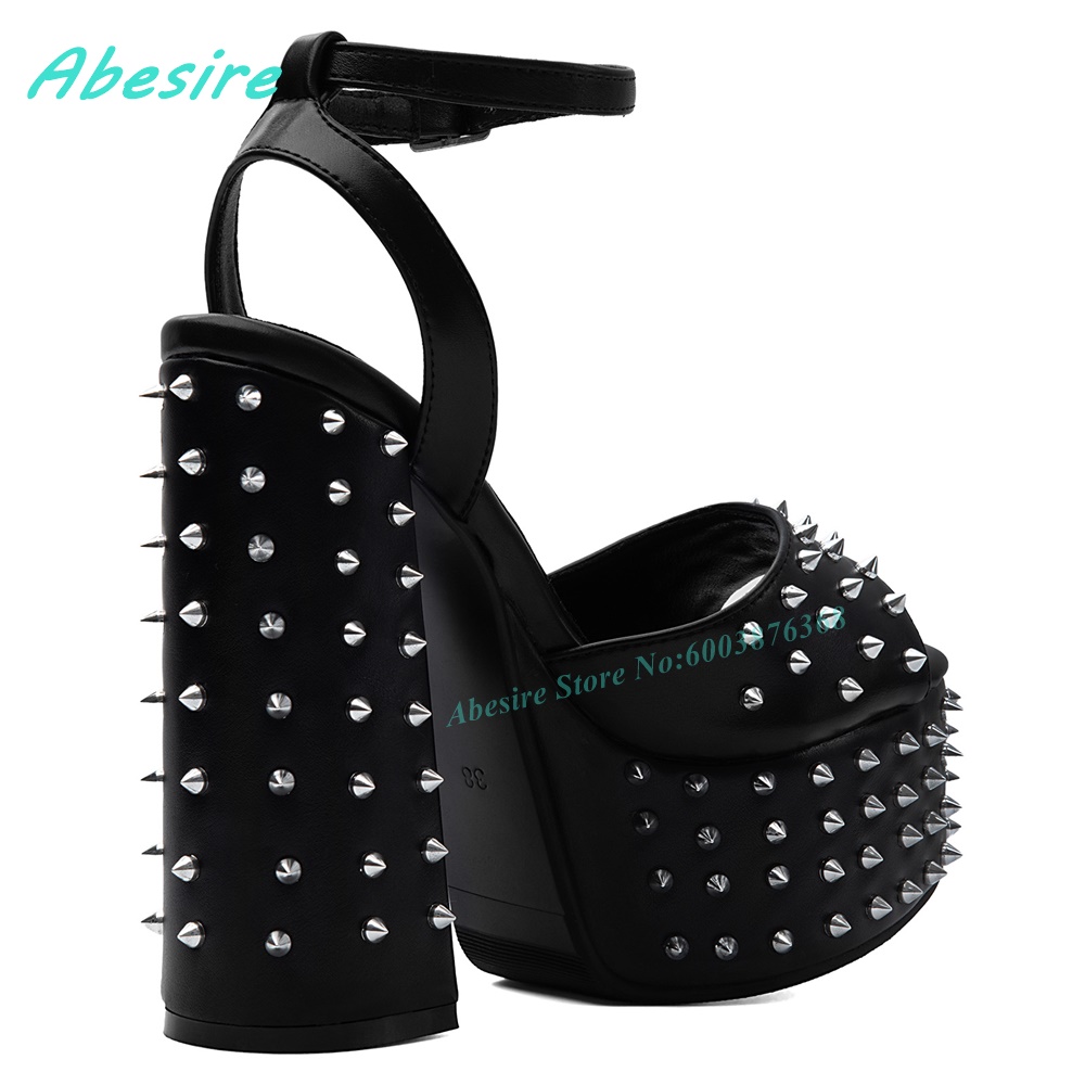 Black Faux Leather Rivet Platf - Street Fashion Punk review and price